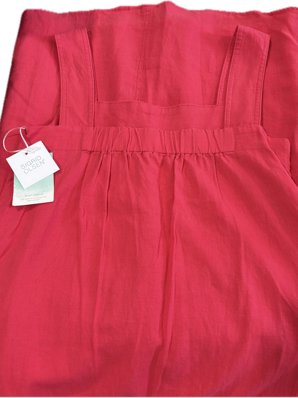 Sigrid Olsen Linen Blend Sleeveless Maxi Dress | Small | Coral Red | Pockets